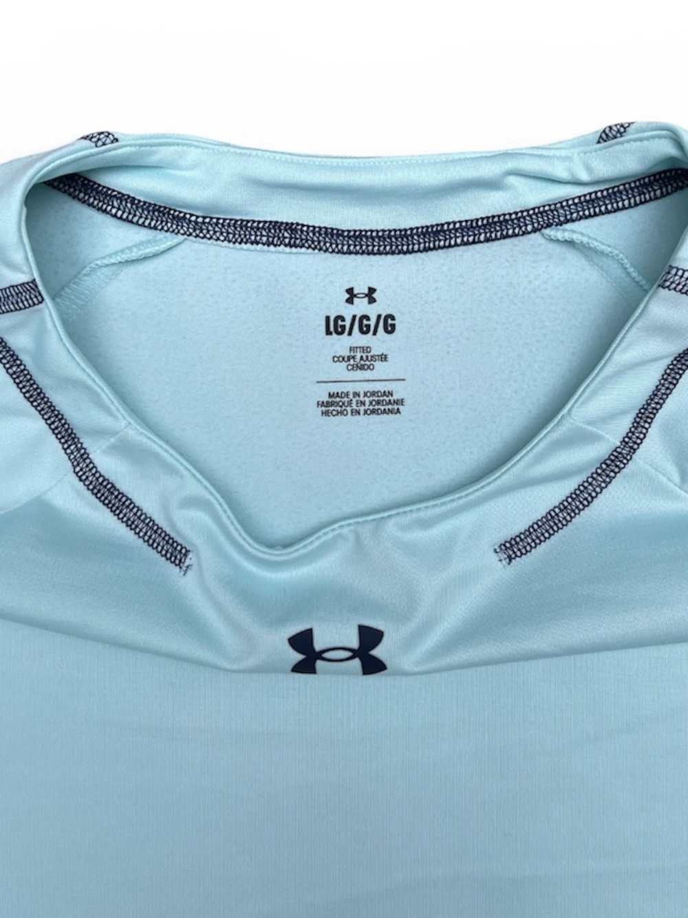 Under Armour Light Aqua Blue Long Sleeve Performance Top Thermal Layer L - Picture 2 of 7